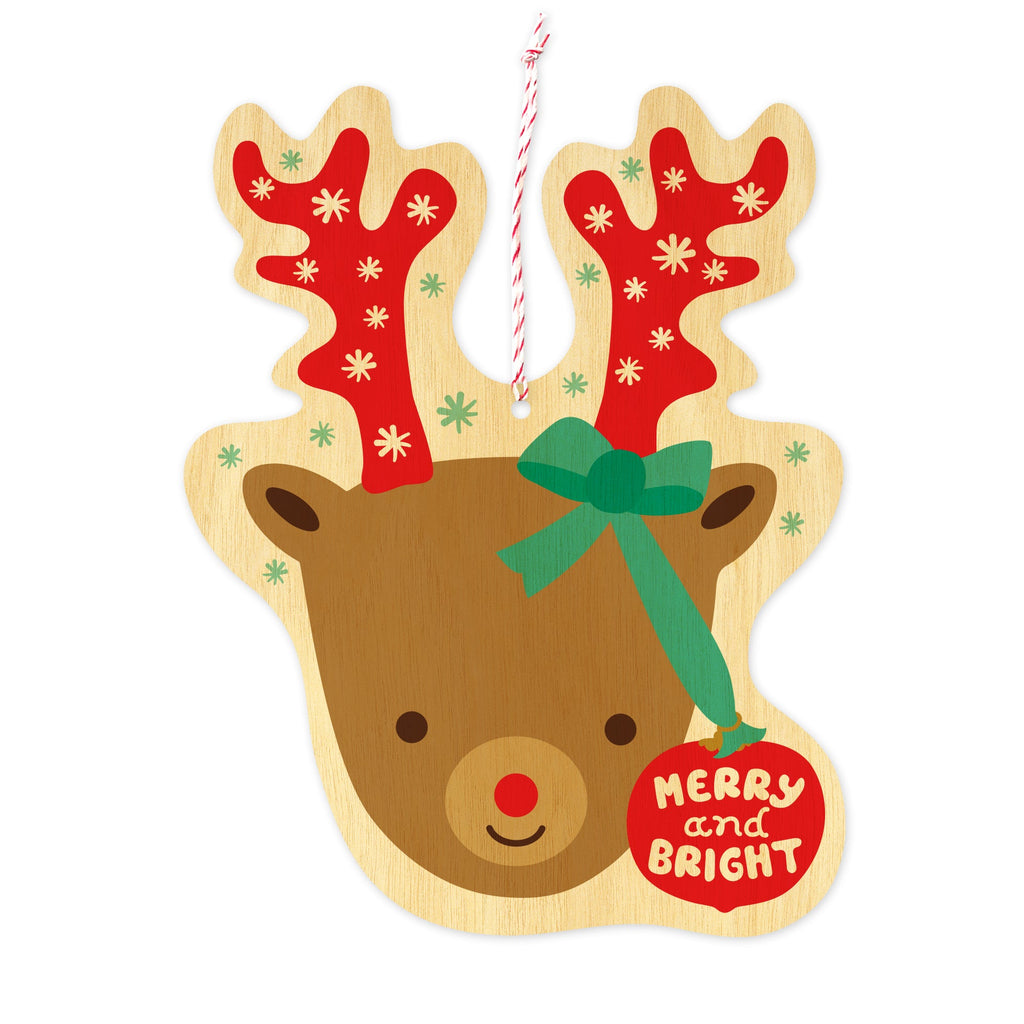 Reindeer Custom Holiday Ornament Card - Wood or Paper