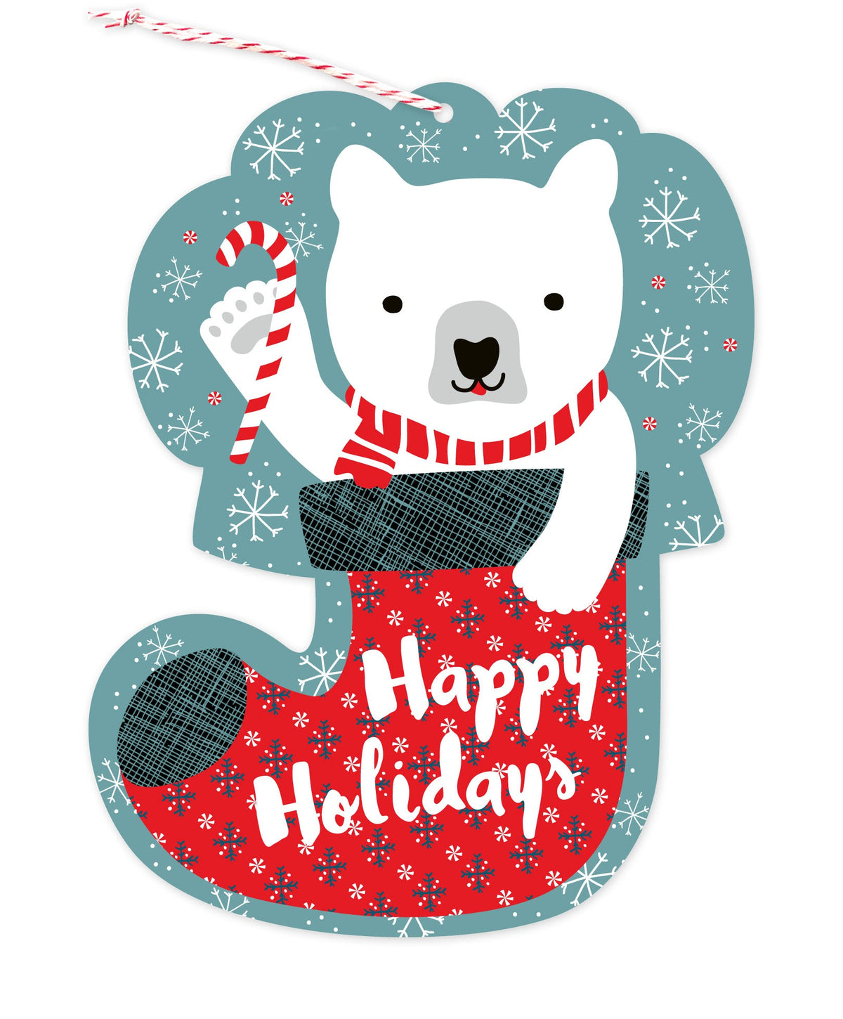 Bear Stocking Custom Holiday Ornament Card - Wood or Paper