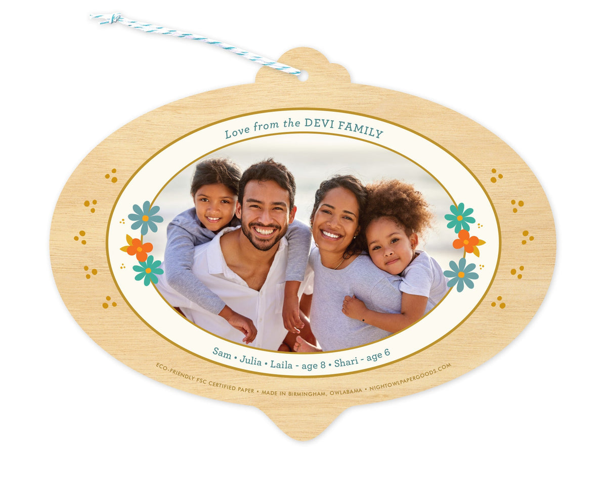 Peace Bulb Bright Custom Holiday Ornament Card - Wood or Paper
