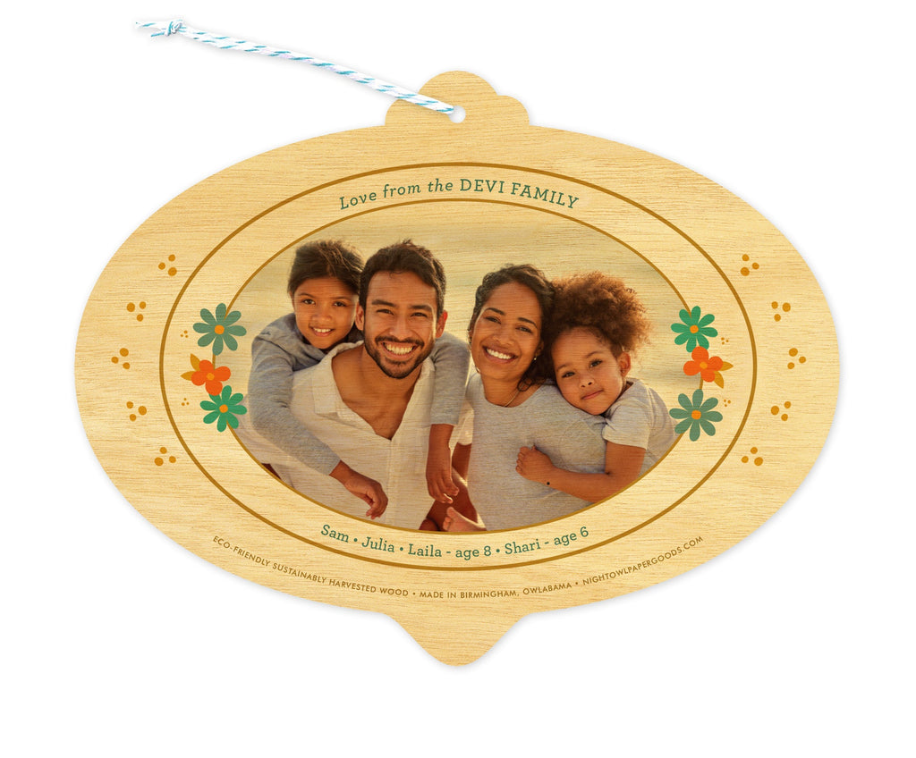 Peace Bulb Bright Custom Holiday Ornament Card - Wood or Paper