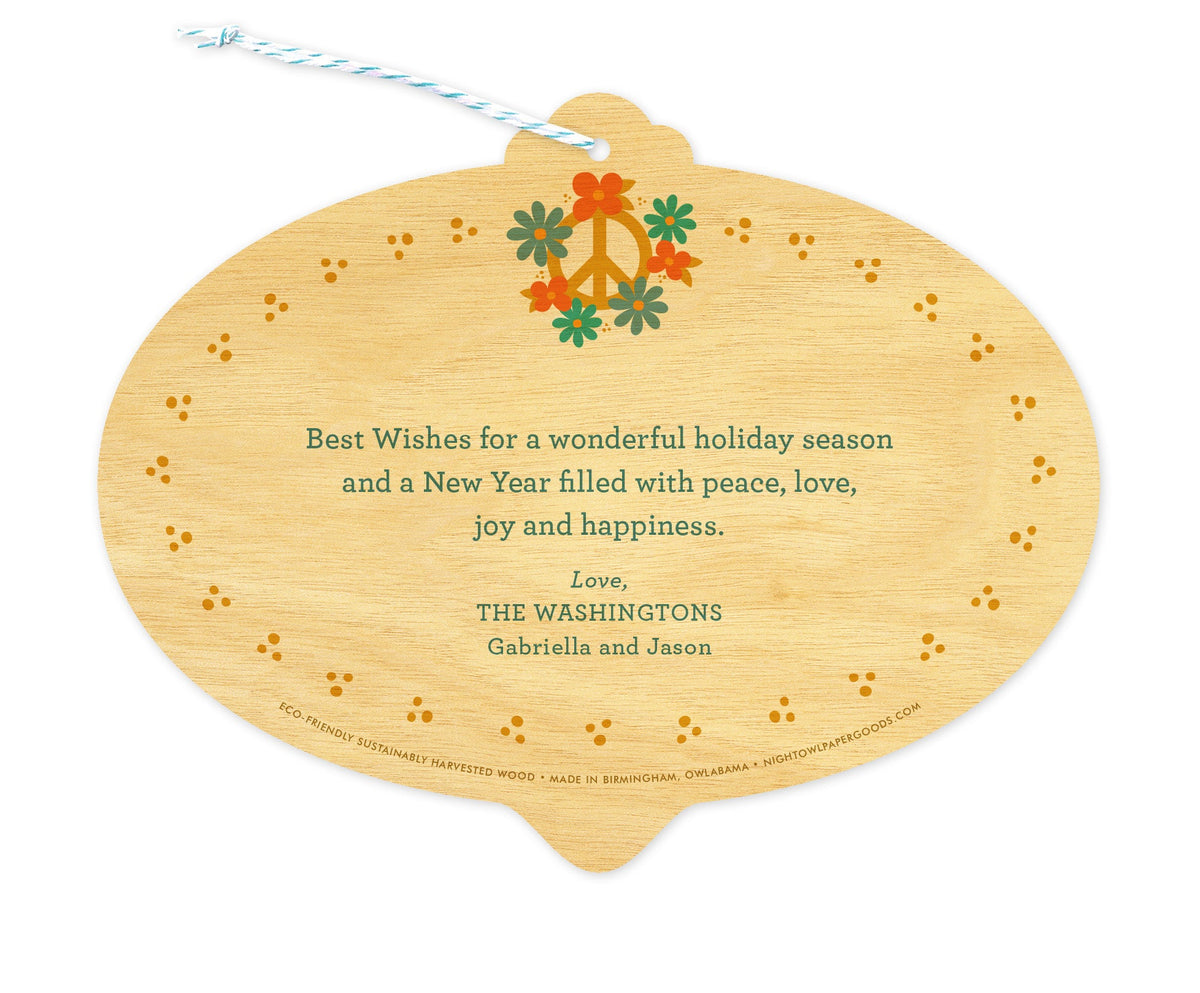Peace Bulb Bright Custom Holiday Ornament Card - Wood or Paper