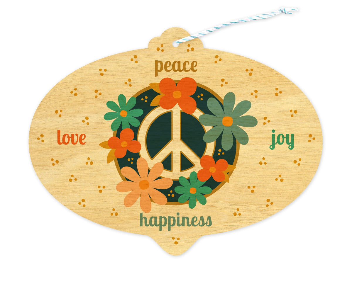 Peace Bulb Bright Custom Holiday Ornament Card - Wood or Paper