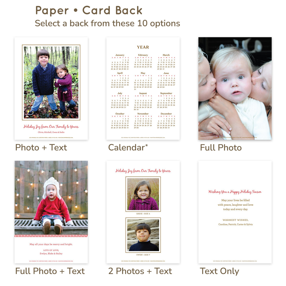 Fun & Festive Custom Holiday Card - Wood or Paper