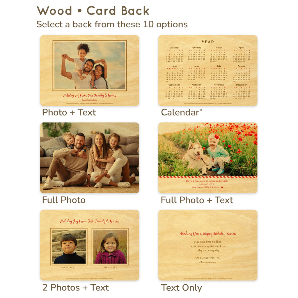 Evergreen Border Custom Holiday Card - Wood or Paper