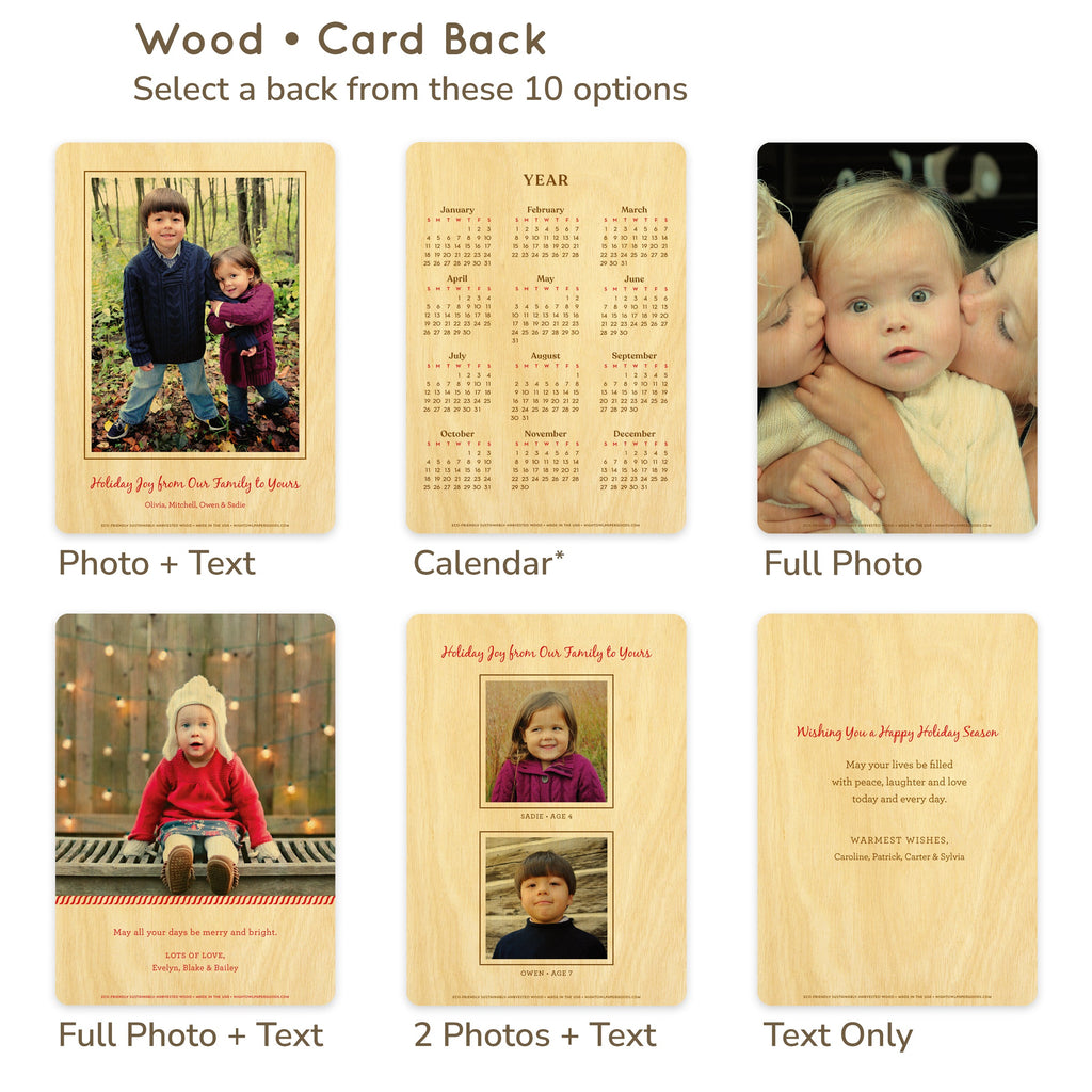 Fun & Festive Custom Holiday Card - Wood or Paper