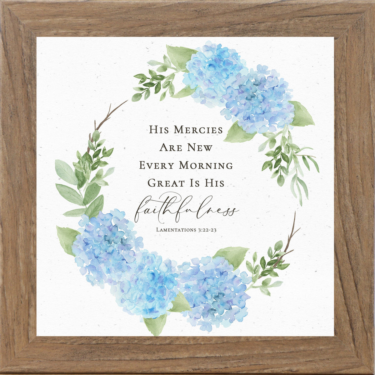 Hydrangea Scripture Wall Art (Lamentations 3:22-23) Faithful Mercies Decor (SB303)