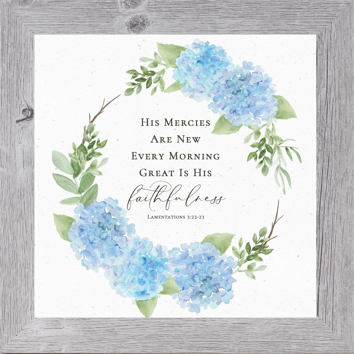 Hydrangea Scripture Wall Art (Lamentations 3:22-23) Faithful Mercies Decor (SB303)